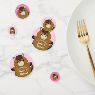 Confettis Cheval Baby shower fille rose