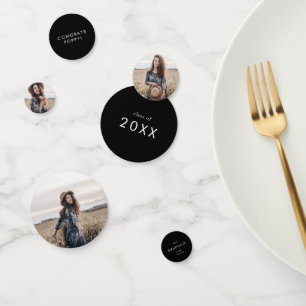 Confettis Chic Dark Black Congrats Grad Grad Graduation Phot