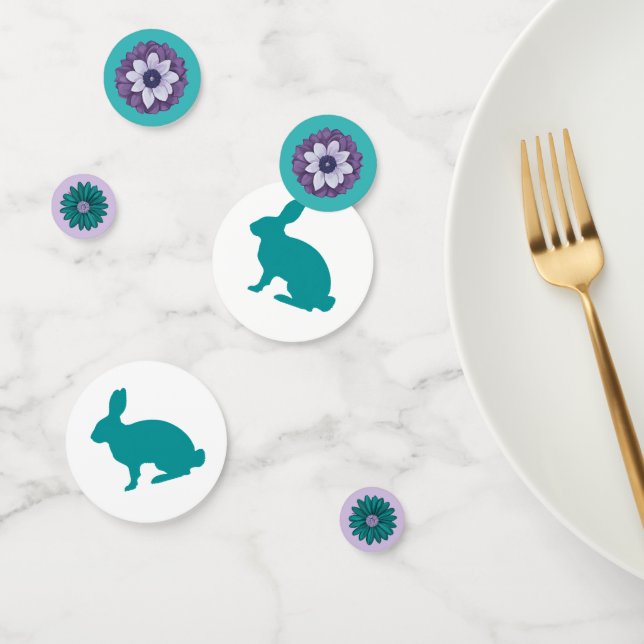 Confettis Chic de Pâques : Turquoise lapin Floral (Groupe)