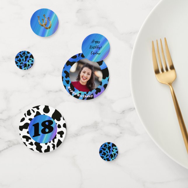 Confettis Chic Rodéo Anniversaire Bleu Électrique Impression (Groupe)