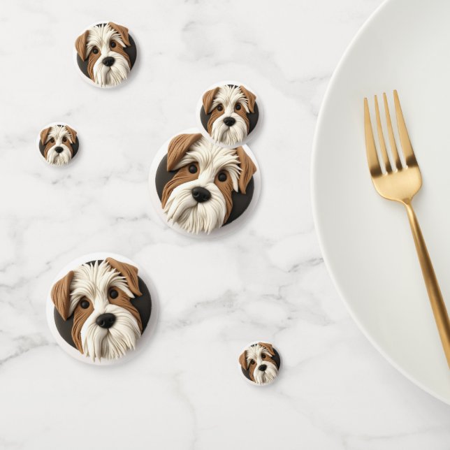 Confettis Chien Biewer Terrier Inspiré 3D (Groupe)