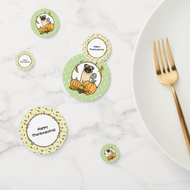 Confettis Chien Carlin d'automne (fawn) Citrouille mignon Fe (Groupe)