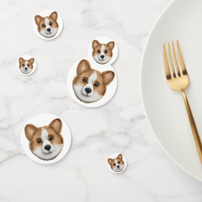 Confettis Chien de Corgi 3D inspiré (Groupe)