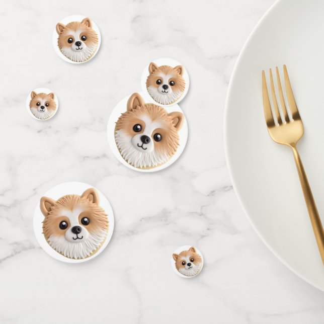 Confettis Chien de Poméranie 3D inspiré (Groupe)
