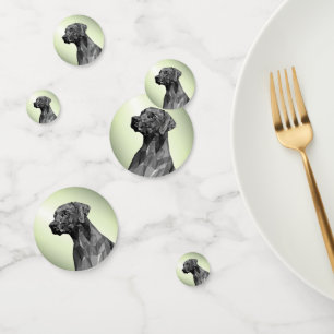 Confettis Chien géométrique gris sur fond vert