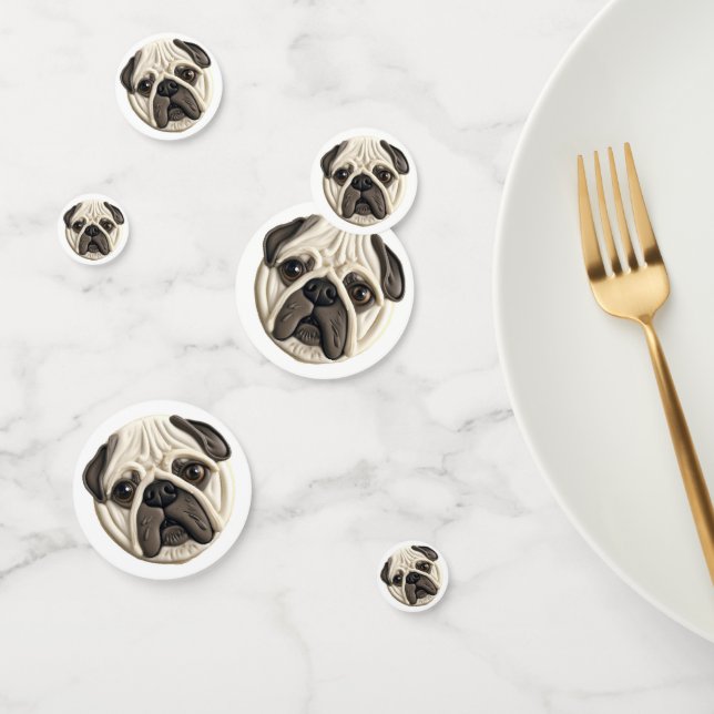 Confettis Chien Pug 3D Inspiré  (Groupe)
