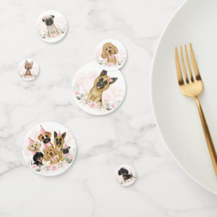 Confettis Chiens de chiot rose rose pâle Noir Fête de douche