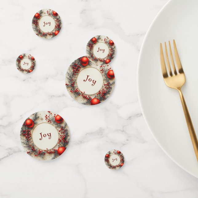 Confettis Christmas Red Ornaments Berries Snowflakes (Groupe)