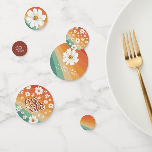 Confettis Cinq est une ambiance 5e anniversaire | Rétro Dais (Groupe)
