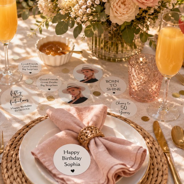 Confettis Cinquante ans et Fantastique Script Fête d'anniver (Fifty and Fabulous Script 50th Birthday Party Confetti decor table ideas )