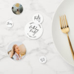 Confettis Cinquante | Black & White Modern 50th Birthday Pho<br><div class="desc">Ajoutez des détails à votre journée spéciale avec cet élégant confetti de table photo de 50e anniversaire. Ce design présente un script de brosse chic "Fifty",  "Cheers",  "Anniversaire" en noir et blanc. D'autres conceptions et fournitures de fête sont disponibles à ma boutique BaraBomDesign.</div>