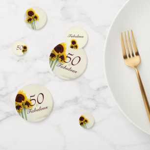 Confettis Cinquantième tournesol rustique 50ème anniversaire