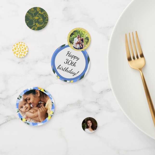 Confettis Citron En vichy et bleu été (Groupe)