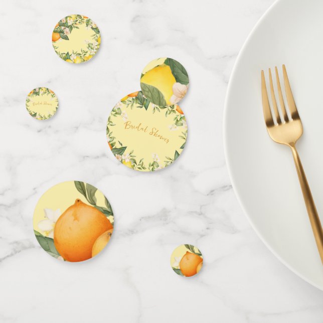 Confettis Citron Oranges Floral Fête de Mariage  (Groupe)