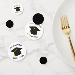 Confettis Classe personnalisée de 20xx Black Graduation Cap