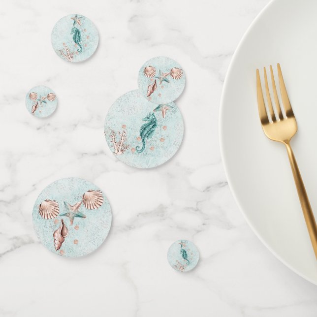 Confettis Coastal Chic | Turquoise Green et Coral Reef Party (Groupe)