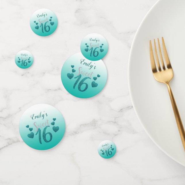 Confettis Coeurs turquoise (Groupe)