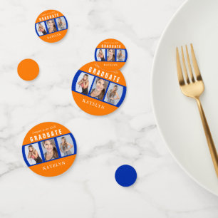 Confettis Collage photo Orange and Blue Graduation Custom