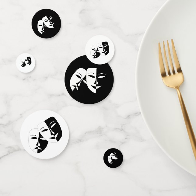 Confettis Comédie Tragédie Masque de théâtre noir et blanc (Groupe)