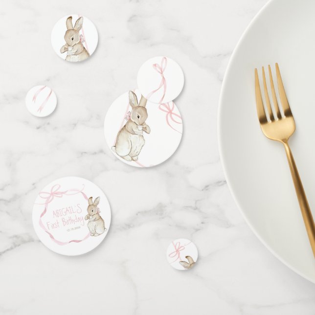 Confettis Coquette rose Bow Pierre le lapin 1er anniversaire (Groupe)