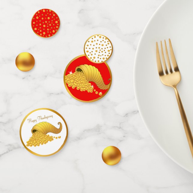 Confettis Corne d'or de Plenty sur rouge et blanc (Groupe)