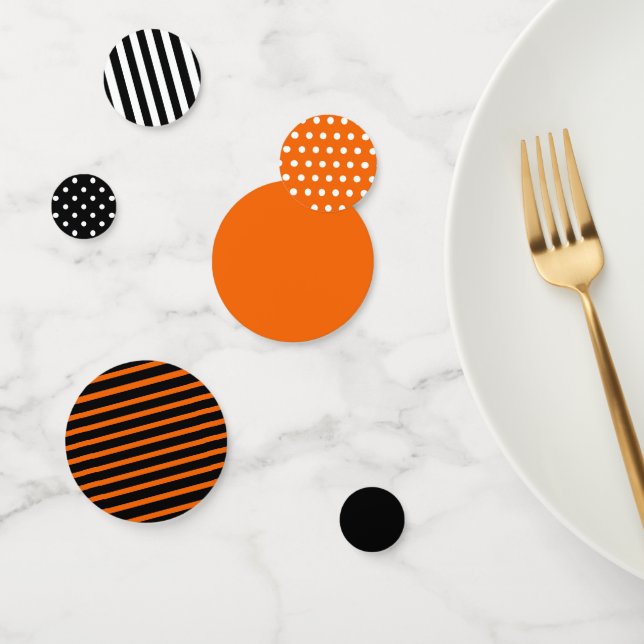 Confettis Couleurs d'Halloween avec rayures et points (Groupe)