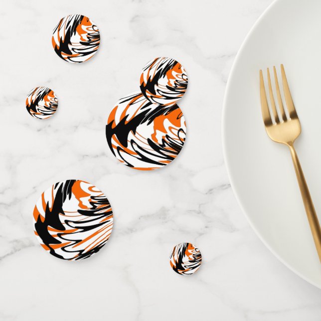 Confettis Couleurs du Bengale Orange et lignes noires (Groupe)