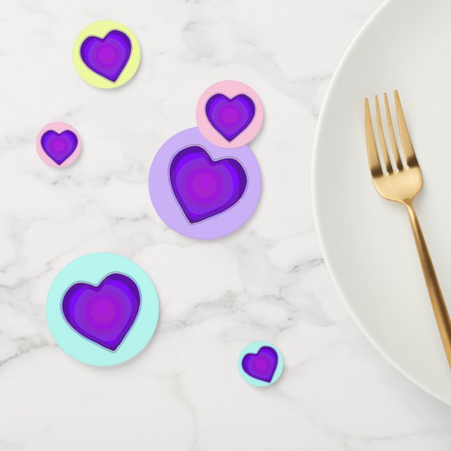 Confettis Couleurs pastel & coeurs violets battre (Groupe)