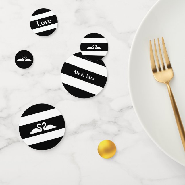 Confettis Couple de cygne sur mariage noir et blanc (Groupe)