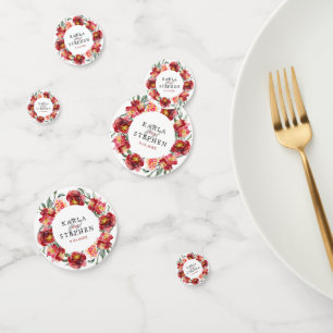 Confettis couronne de fleurs rouge foncé