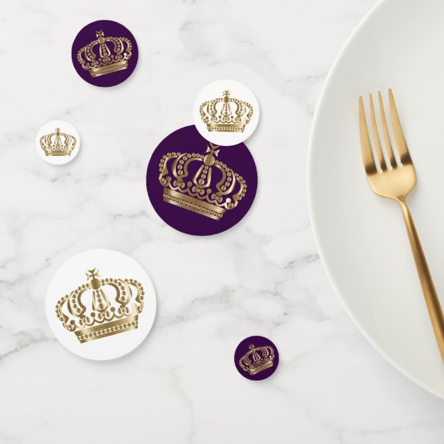 Confettis Couronne d'or pourpre royal (Groupe)