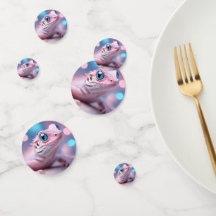 Confettis Cuisine Petit Lézard Rose aux Grands Yeux Bleus