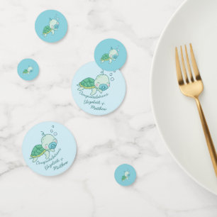 Confettis Cute Baby shower de tortue de mer Kawaii Blue Boy
