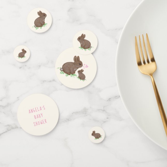 Confettis Cute Bois Bunnies Coeurs Baby shower personnalisé (Groupe)