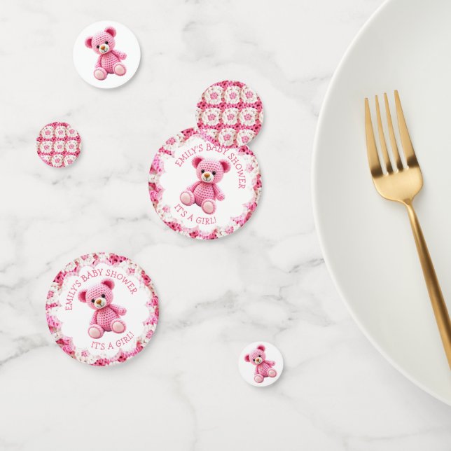 Confettis Cute Crocheted Teddy Bear Girl's Baby Shower (Groupe)