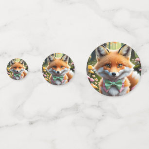 Confettis Cute Fox avec arc vert et rose