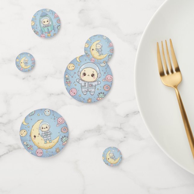 Confettis Cute Kawaii Space - Astronaut and Smiling Moon (Groupe)