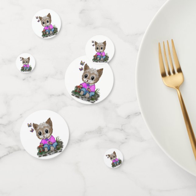 Confettis Cute Kitty Chat et Papillon (Groupe)