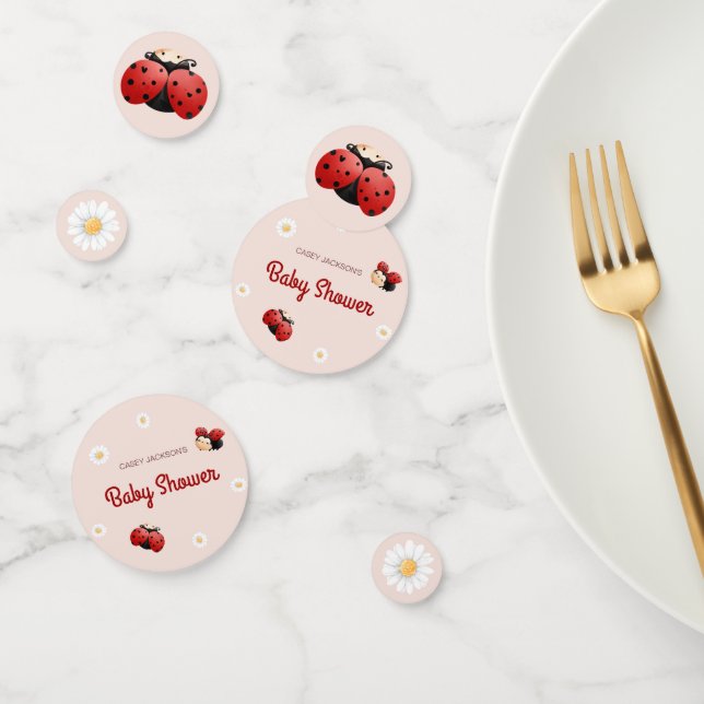 Confettis Cute Ladybug Flowers Baby Shower Table (Groupe)