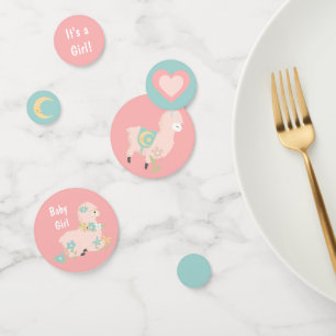 Confettis Cute Llama Turquoise Baby shower fille rose