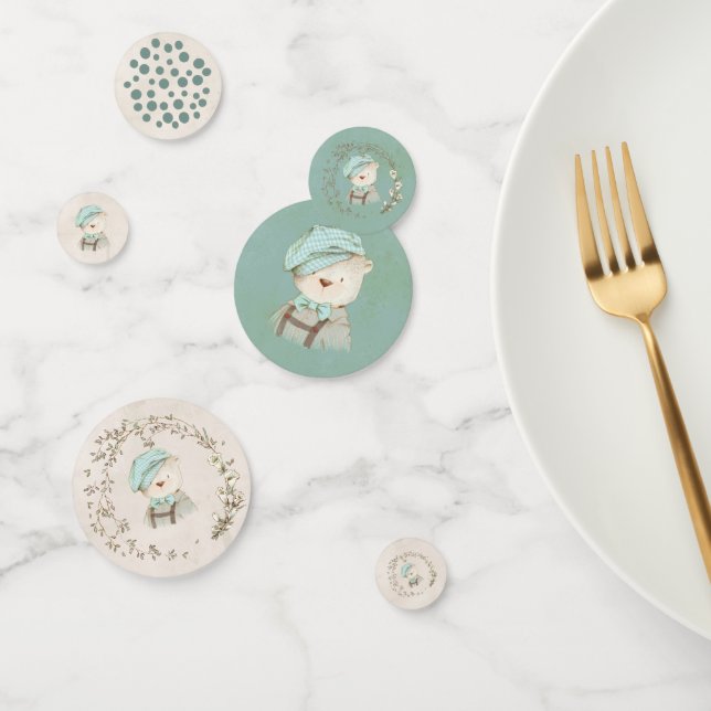 Confettis Cute Teddy Ours Overalls Casquette Polka Dot Flora (Groupe)