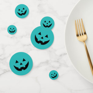 Confettis Cute turquoise citrouille Jack-o'-lantern visage H