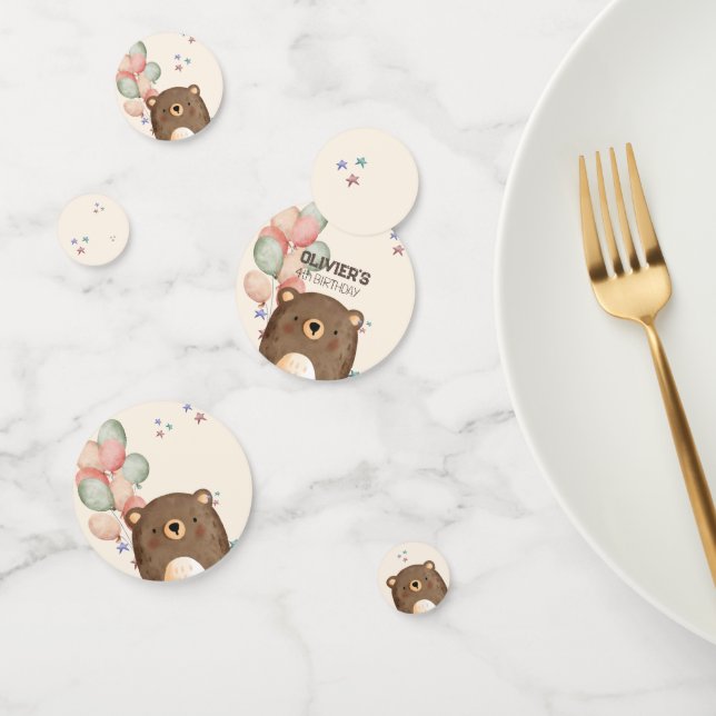confettis d'anniversaire d'ours en peluche aquarel (Groupe)
