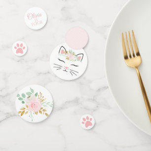 Confettis de fête d'anniversaire de chaton floral