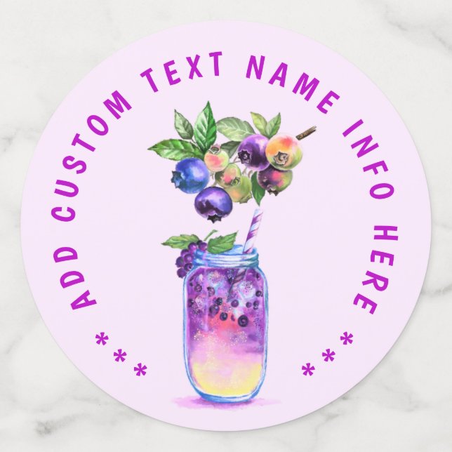 Confettis de fête de cocktail myrtille avec texte  (Grand verso)