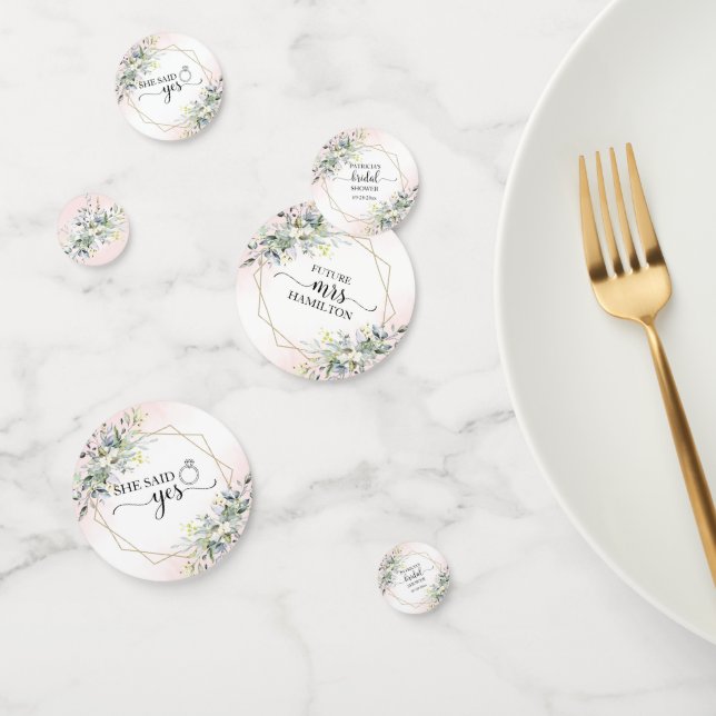 Confettis de Fiançailles à l'aquarelle avec feuill (Groupe)