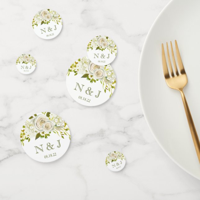 Confettis de mariage floraux blancs (Groupe)