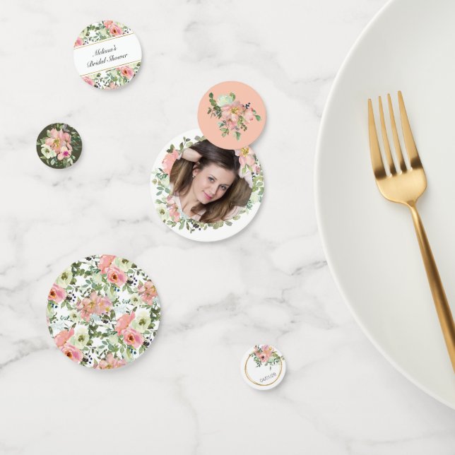 Confettis de mariage floraux coquille d'oeuf et ro (Groupe)