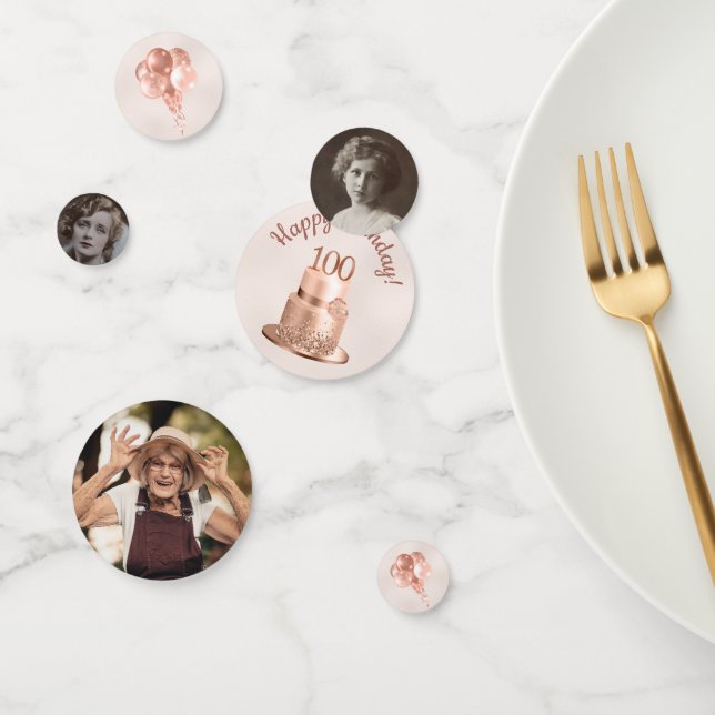 Confettis de photo de gâteau rose gold pour 100e a (Groupe)
