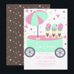 Confettis de stand de glace pour joyeux anniversai<br><div class="desc">Cartes d'invitation avec stand de glace illustré avec confettis</div>